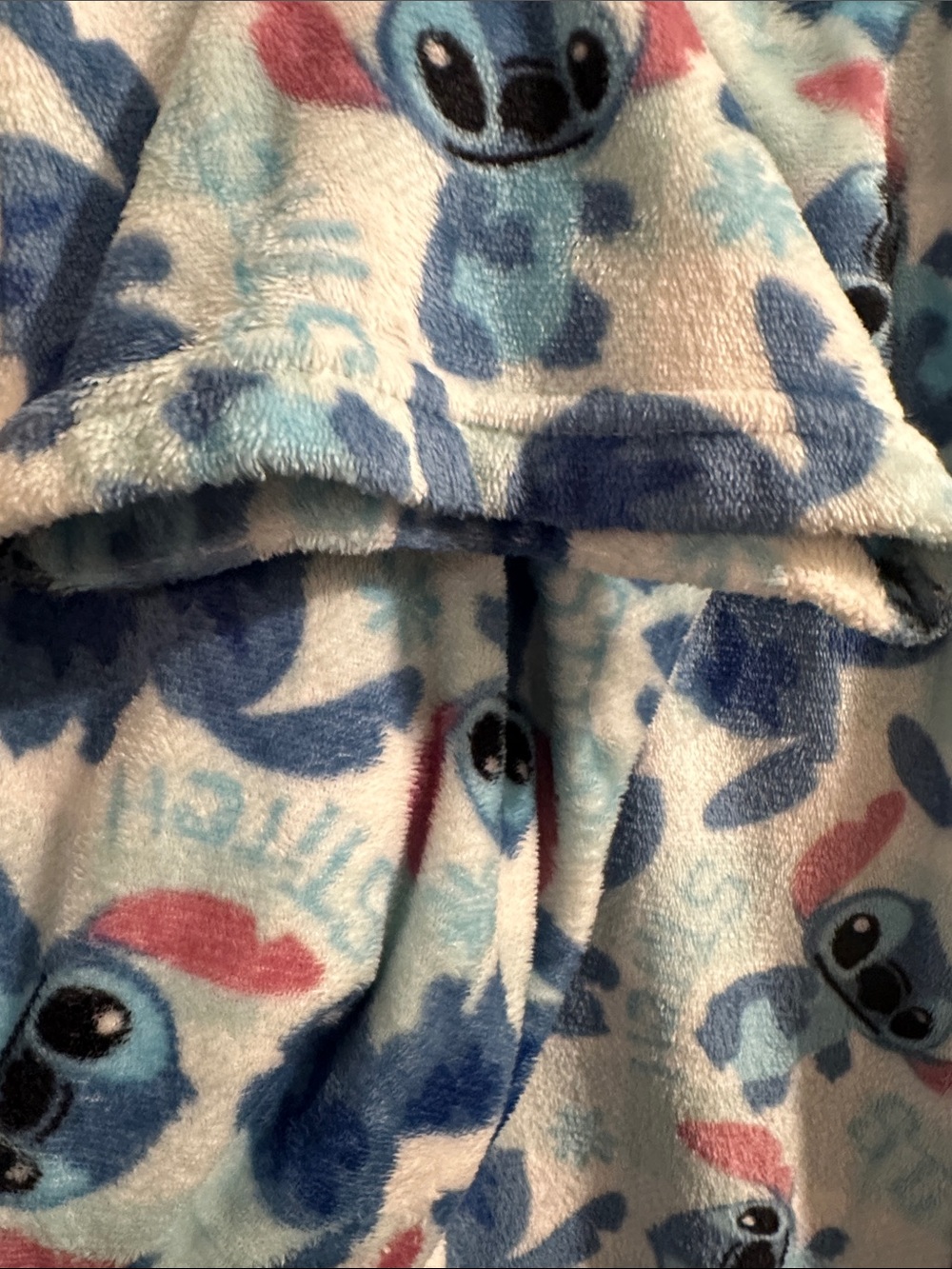 Disney Blue, Navy & Pink Stitch Plush Pajama Pants - Picture 4 of 10